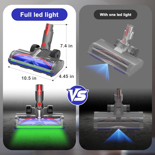 Image of Upgraded Head Replacement for Dy-son V7 V8 V10 V11 V15 Cordless Vacuum | Anti-Tangle Motor-Driven Brush Roll with Full-Area LED Light Dust Detection, Quick-Release Attachment for Hard Floors