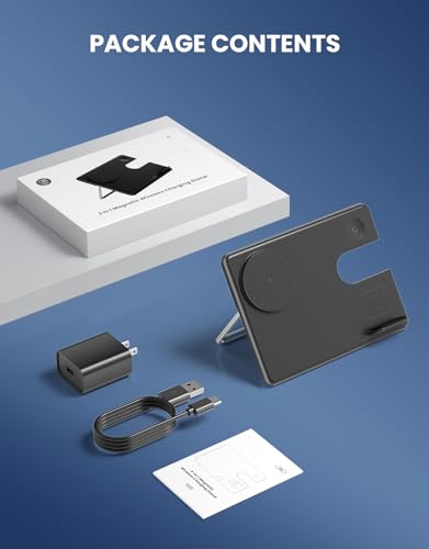 Image of 3 in 1 Wireless Charger Stand for Magsafe: 𝟮𝟬𝟮𝟰 𝗡𝗲𝘄 Charging Station for iPhone 15 /14 /13 /12 Series - Magnetic Phone Pad for Apple Watch Ultra 2 /Series 9 /8 /7 /6 /5 /4 /3 /2 /SE, AirPods Pro 3rd /2nd
