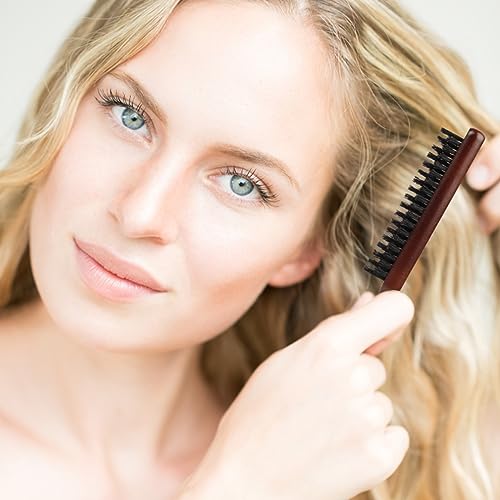 Haarbürste Sleek Bun Teasing Hair Brush Wildschweinborsten Weiche Naturborsten Toupierbüste Holzgriff für Sleek Zopf
