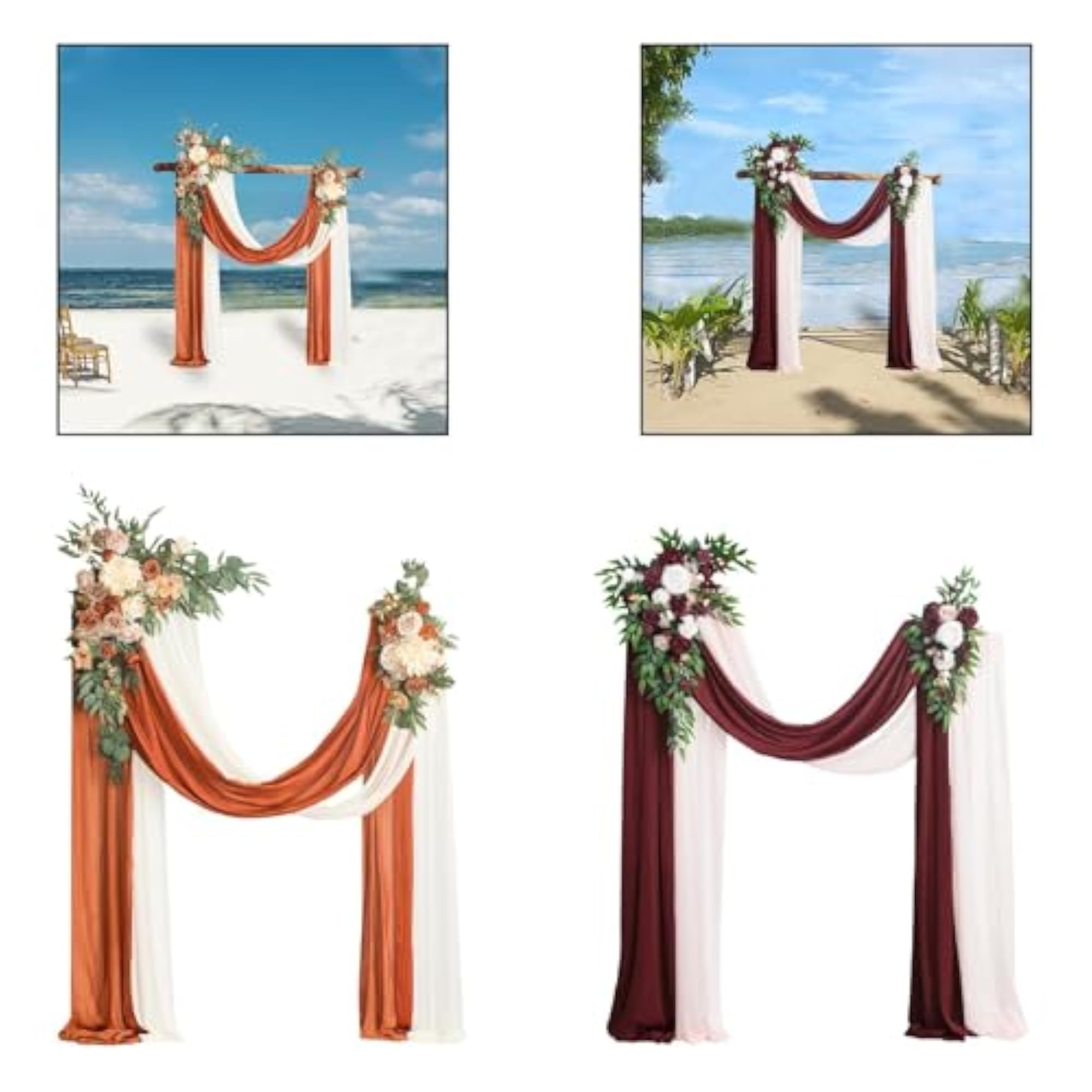 Artificial Wedding Arch Flowers Kit with Drape, Orange