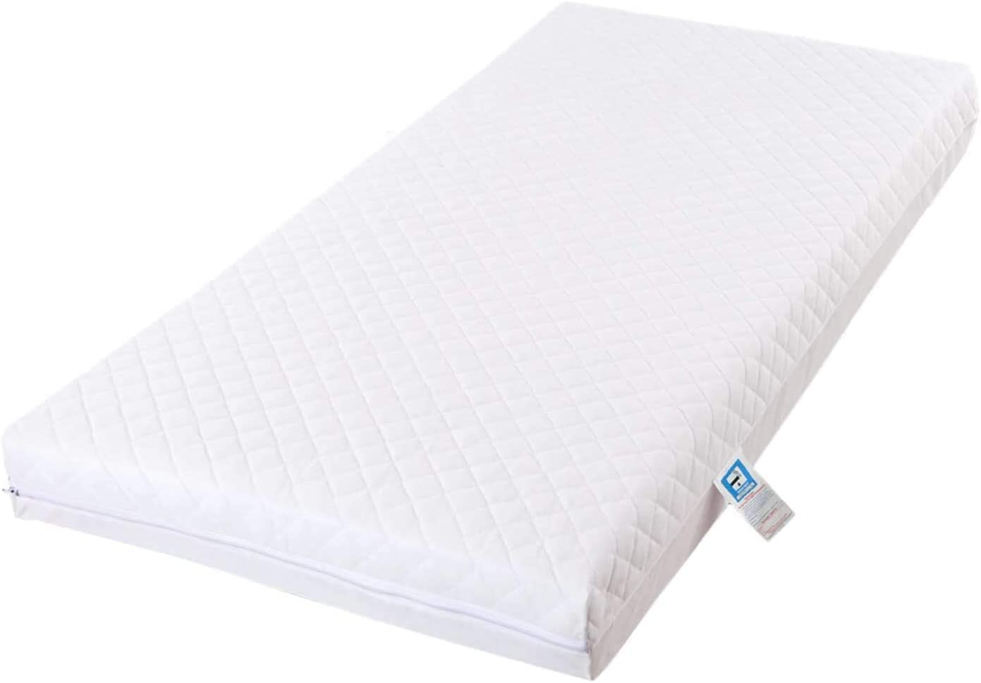 Bluemoon Bedding Extra Breathable Baby Cotbed Mattress Soft Foam Toddler Bed Mattress Quilted Zipped White Cover (100 x 50 x 10 cm)
