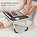 BUYIFY Foldable Lap Desk for Laptop & Writing - 23 inch Bed Tray Table with Cup Holder & Tablet Slot - Portable Notebook Stand for Eating, Sofa, Couch & WFH Students (Black)