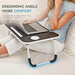 BUYIFY Folding Lap Desk, 23 Inch Portable Wood Black Laptop Bed Desk Lap Desk with Cup Holder, for Working Reading Writing, Eating, Watching Movies for Bed Sofa Couch Floor - Image 3