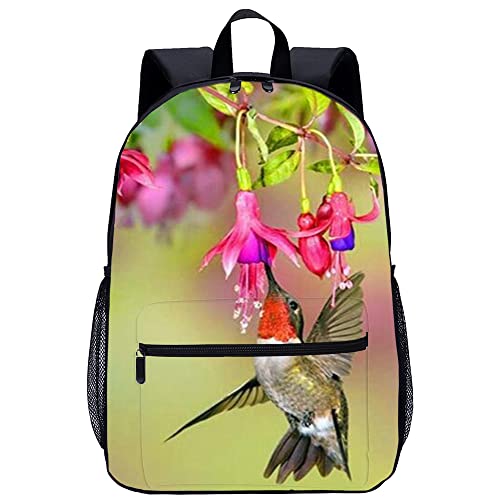 Sac d'école unisexe fleurs et oiseaux 45x30x15cm, sac à dos classique imprimé 3D pour les loisirs
