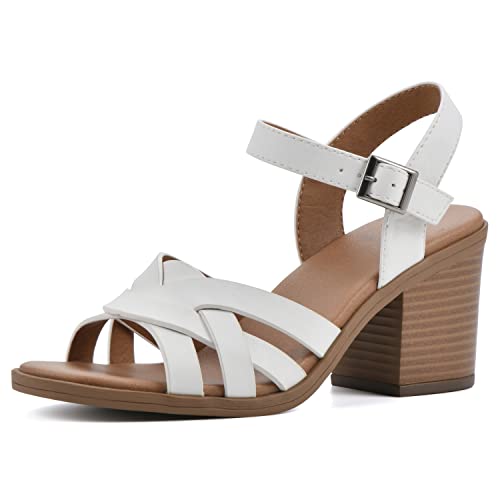 Sandales à talons Bergen White Mountain blanches et brunes en taille 41