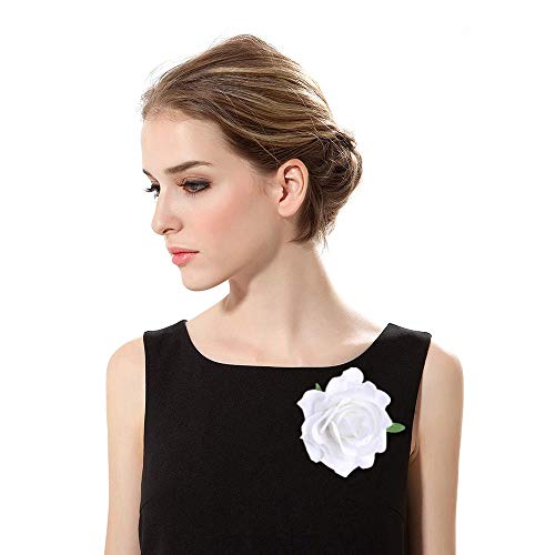 White Rose Flower Hair Clips Flower Brooch Pin Up Mexican Flamenco Dancer Fabric Flowers Headwear Barrette Styling Tools Accessories For Women Girls Birthday Christmas Party Gifts Decoration 1Pcs #TOP1