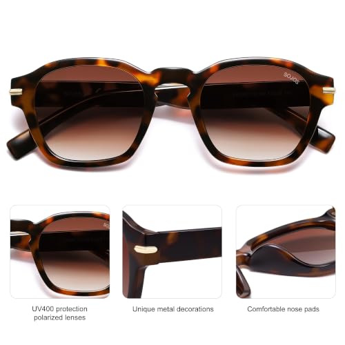 Image of SOJOS Retro Square Polarized Sunglasses Men Trendy Womens SJ2382 | Vintage UV400 90s Sun Glasses Outfit Driving