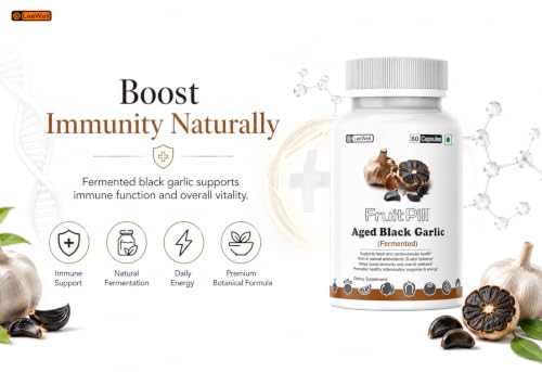 Image of Fermented Aged Black Garlic Capsules, 60 Capsules