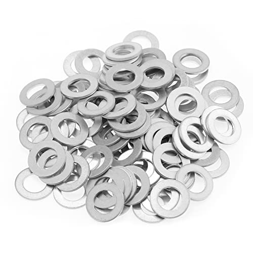 Image of HELIFOUNER 100 Pieces M8x14x1.0mm Automotive Drain Plug Gaskets, Oil Crush Washers, Aluminum Flat Washers, Inner Diameter 8mm, Outer Diameter 14mm, Thickness 1.0mm