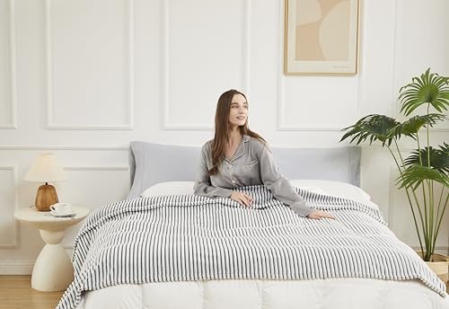Image of KMUSET Fluffy Blanket Throw - Single-Layer Lightweight & Warm, All-Season Home Decor,Home Decor,Cozy Blankets and Throws,Black&White,108 inchx90 inch