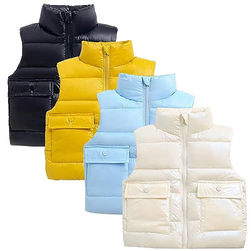 Toddler Vest Baby Girl Boys Sleeveless Puffer Plush Vest Sherp𝐚 Waistcoat Solid Zipper Outerwear with