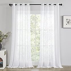 Tipos De Cortinas Modernas Para Dormitorios Deconovo Visillos Blancos de Lino con Ojales Cortinas Salon 2 Piezas 140x245cm Cortinas Dormitorio Semi Translucidas Visillos Efecto Lino de Color Liso con Ojales