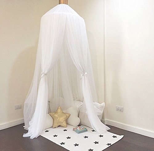 Betthimmel Baldachin Rund Babybett Moskitonetz Kinder Spielzelte Stubenwagen Himmelset Babybettausstattung Baldachin Kinderzimmer (Weiß) Cover