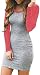 Women's Color Block Long Sleeve Bodycon Tshirt Dress