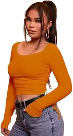 Deepawali Creations for Women Crop Tie Top and Tunic | Stretchable Polyester Long Sleeve Stylish Casual Wear
