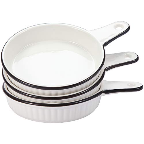 AQUIVER 6.25" Ceramic Pie Pan - Porcelain Classic White Round Bakeing Dish & Deep Pie Dish - for Quiche, Pecan Pies, Apple Pie, Chicken Pot Pie - Set of 3