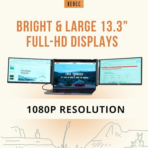 Image of Xebec Tri-Screen 3 for Mac | Laptop Screen Extender for MacBook w /Adapter