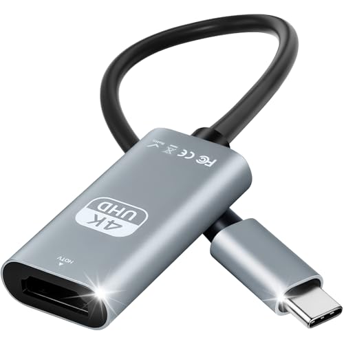 AXFEE 18 cm USB C till HDMI-adapter, 4K USB Type C till HDMI-adapter, Adaptad-or Thunderbolt 3 till HD-MI, kompatibel med iPhone 15 Pro Max, MacBook Pro, Samsung Galaxy S20, DELL XPS 15/13