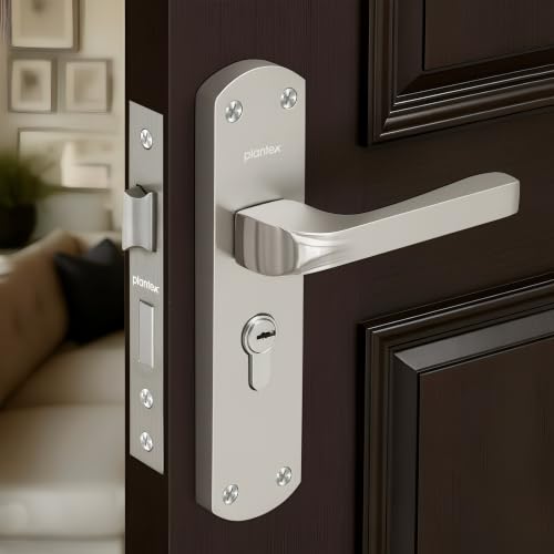Image of Plantex Mortise Door Lock for Home /6-Lever Lock Mechanism with 3 Years of Warranty /Door Handle Lock with 3 Keys, Brass Lockbody & Cylinder - (8132-Matt)