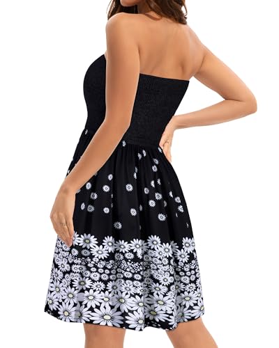 Image of elescat Summer Dresses for Women 2026 Strapless Casual Beach Cover Ups Tube Top Sundress
