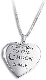 PHOCKSIN Photo Heart Locket Necklace for Pictures Cute Funny Mother's Day Birthday Gifts for Women Mum Daughter Grandma Sister Nana Memory Necklaces Forever in My Heart