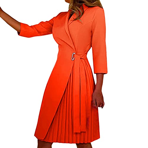 Robe moulante unie à col châle plissée avec fente ajustable qui galbe la silhouette