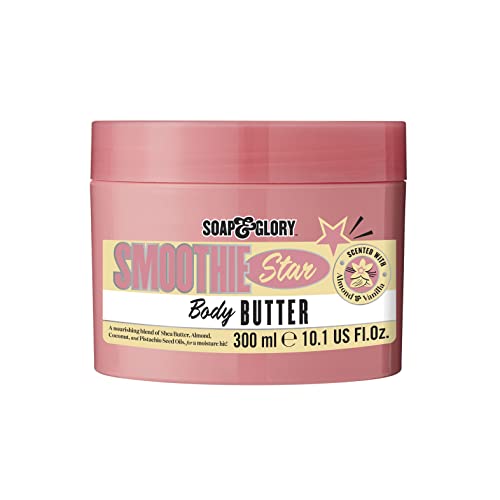 Soap & Glory Smoothie Star Body Butter - Vanilla and Almond Infused Coconut Butter with Vitamin E + Shea Butter - Rich Moisturizing Cream for Dry Skin - Scent-Sationally Soft Skin (300ml)