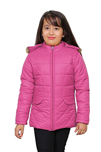 Image of Brazo Full Sleeve Bomber Winter Wear Jacket For Girls Navy | Red | Pink. Winter Hooded Sweatshirt / Puffer Sweater Jacket / Fur Jacket / Girl Cardigan Coat / Water Resistant Quilted Jacket to keep your kid warm and comfortable. (Age range 5-11 years )