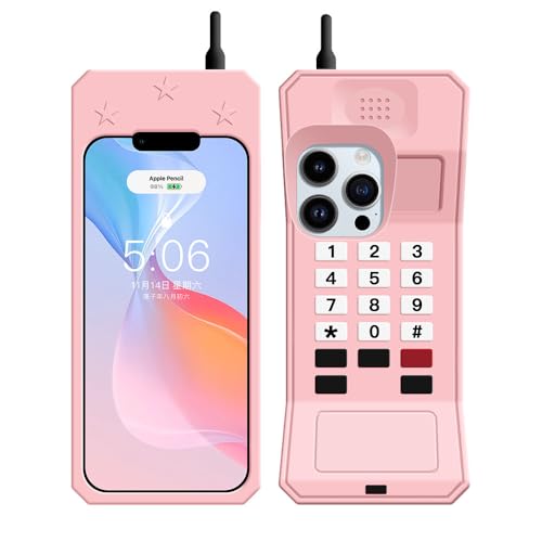 UnnFiko Silikon Hülle für iPhone 13 Pro Max,Retro lustige kreative Handyhülle,Stoßfest Cartoon Schutzhülle-Rosa