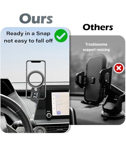 Image of Car Phone Holder for Toyota Prius 2023 2024 2025 2026 8 inch Screen Accessories | MagSafe Strong Magnetic Clip-On Cell Phone Mount, Dual Slots for Driver & Passenger, 360 Rotatable Hands-Free Holder