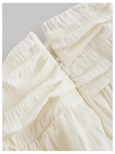 GORGLITTER Women's Lace Ruffle Mini Skirts Y2K Ruched Layered High Waist Flowy Short Skirt3