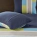 Mi Zone Cozy Comforter Set Geometric Stripes Vibrant Color Design All Season Bedding Matching Shams, Decorative Pillow, Full/Queen, Pipeline Navy, 4 Piece