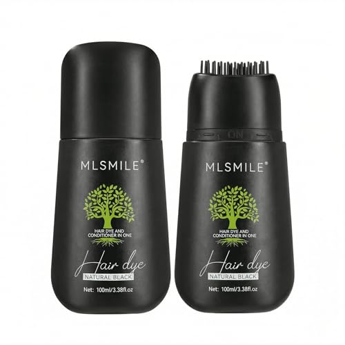 Tinte y acondicionador capilar con extractos vegetales, negro natural, aplicador fácil de peinar, no requiere mezcla, coloración rápida, fórmula suave para cubrir las canas,# NEGRO NATURAL