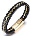 Halukakah "SOLO" Men's Genuine Leather Bracelet with Titanium Chain Silver/Golden/Gun Black 8.46"(21.5cm)