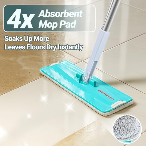 Image of Spotzero By Milton 2-1 Flat Mop I Wash and Dry Chamber I Flexible Head I Premium 4X Absorbent Microfiber Refills I Floor Plus Wall Mop I Long Handle I Compact- Lightweight I 5 Litre