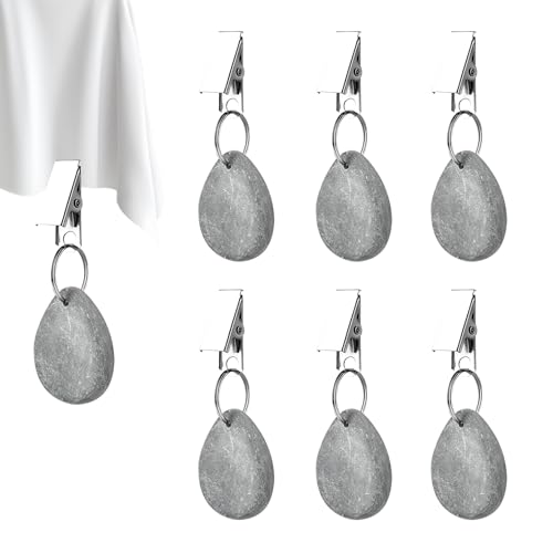 Gloryit 6 Pinces Poids de Nappe en Pierre Poids pour Nappes en Marbre Poids de Nappe Décoratifs Pinces pour Nappe Exterieur pour extérieur, Jardin, fête, Pique-Nique, nappes Lourdes