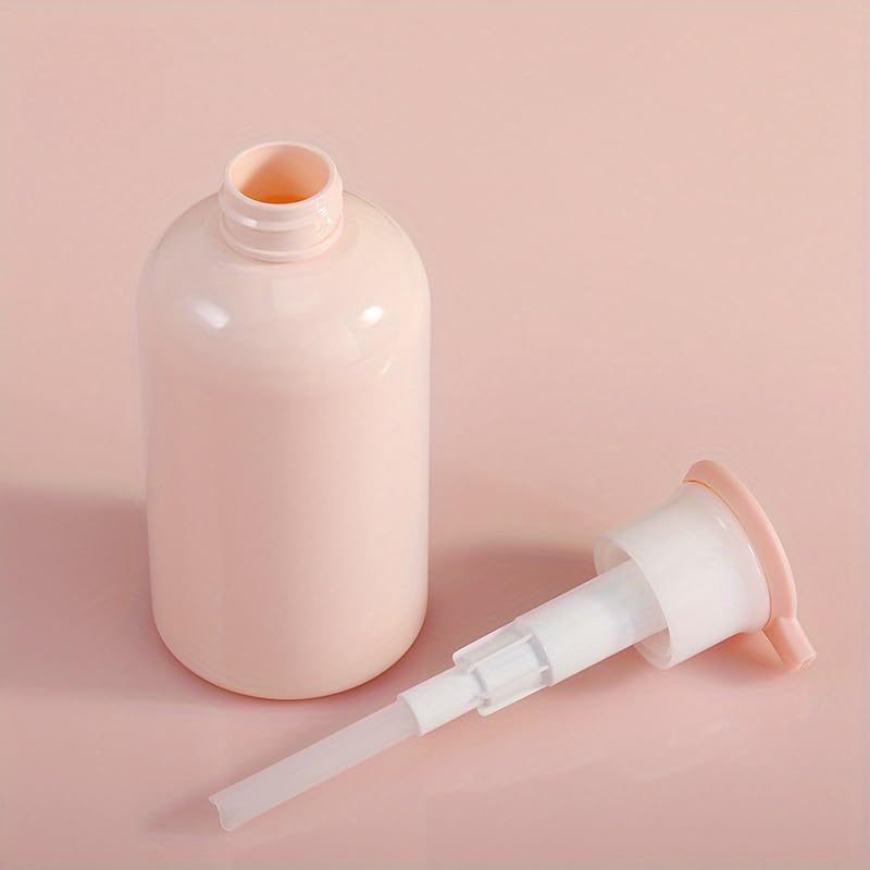 4 Pack Plastic Bottles with Pump Dispenser, Refillable Travel Containers, 300ml (Pink)2
