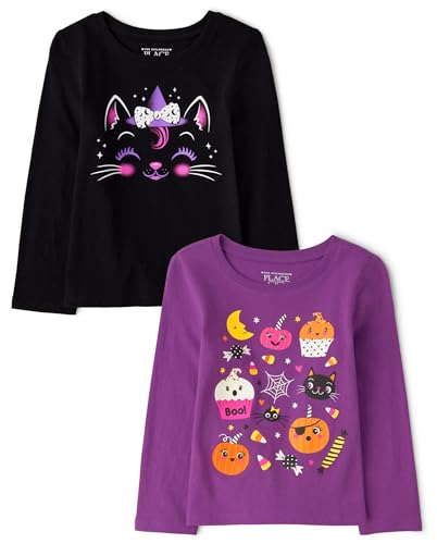 Image of The Children's Place Baby and Toddler All Holidays,Birthdays Long Sleeve Graphic T-Shirts,2 Pack
