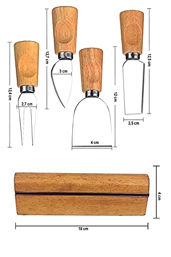 Kit Facas Para Cortar Queijo Magnético C/Suporte De Madeira