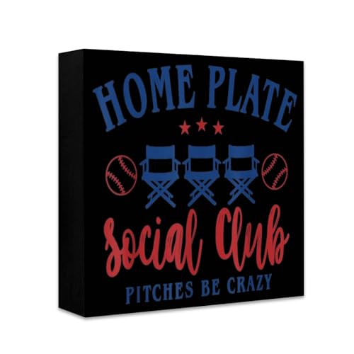 Home Plate Social Club Pitches Be Crazy Softball Team Mom Craft Funny Decorative Items, Unique Ornaments for Table Decor & Gifting