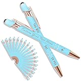 Générique Stylo à bille personnalisé avec gravure laser, stylo à bille avec stylet, ensembles avec 10/20/50/100, boîtier en différentes couleurs Bleu clair 20