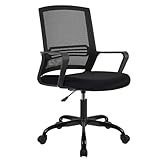 T-THREE. Adjustable office chair, ergonomic swivel seat, executive and computer chair with lumbar support, height adjustment, 360° rotation, mesh backrest for home office(BLACK)