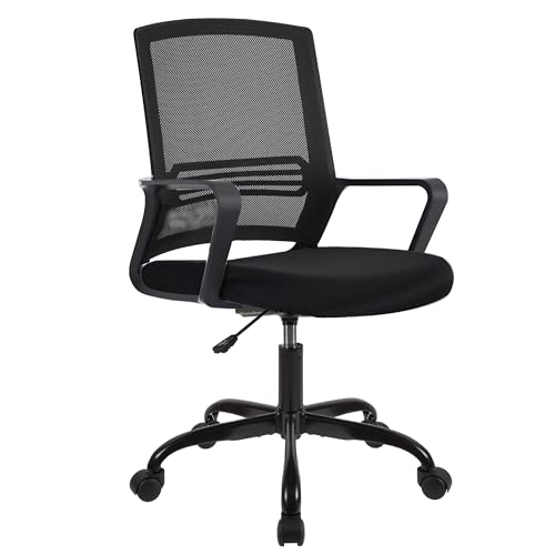 T-THREE Ergonomic Office Chair, Adjustable, Mesh Backrest, Black