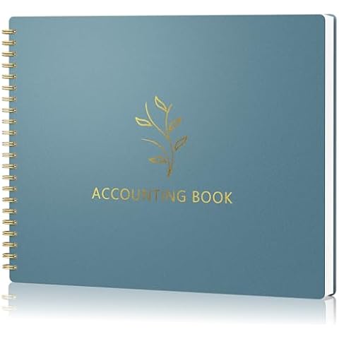 AKONEGE Accounting Ledger Book for Small Business Bookkeeping Personal Use, Horizontal Expense Tracker Notebook for Family Budget, Bookkeeping Record Book Money Expense Income Log Journal, Pastel Blue Cover
