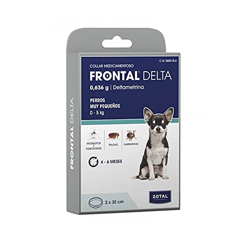 Zotal Laboratorios - Coleira antiparasitário frontal Delta cães muito pequenos, até 5 kg, 35 cm