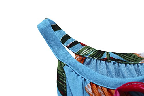 Girl Round Neck Tunic Hawaiian Luau Dress In Turquoise 6 #TOP3