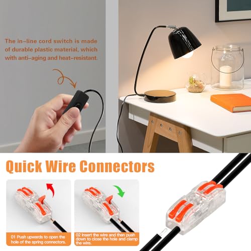 Asjeumt Black 8FT Lamp Cord with Switch, Extension ON Off Wire with Plug by Asjeumt - Used condition - Image 5