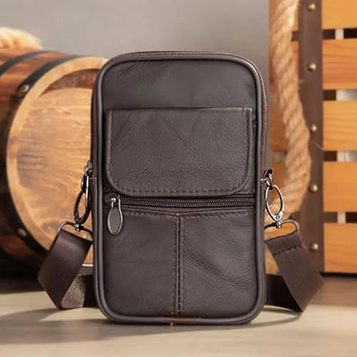 Bolso multifuncional de cuero vintage para hombre con compartimento para móvil y cartera 3