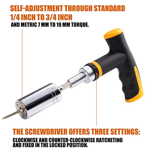 MANWALD Universal Socket Tool Set, Stocking Stuffers for Men, with Multifunction Adapter to Unscrew Any Bolt, Christmas Gifts for Men, 25 PCS Yellow