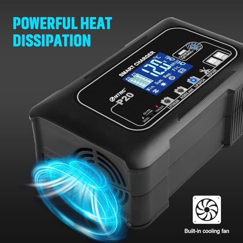 iSunergy Battery Charger, Smart 0-20A 12V/24V Trickle Charger, Portable Car Battery Charger with 9 Stages of Charging for LiFePO4, Lead-Acid, and Lithium Batteries, with Battery Repair Function by iSunergy - Image 7